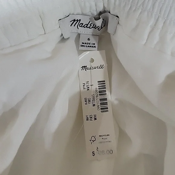 Madewell Pleated Midi Skirt in 100% Cotton Poplin NV576 White Size 6 NWT - Picture 6 of 8
